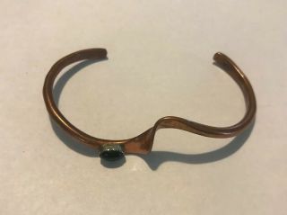 Vintage Mid Century Copper Cuff Bracelet With Stone