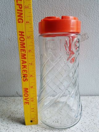 Vintage 60s Anchor Hocking Glass Swirl Orange Top Tang Juice Bottle Pitcher Jar