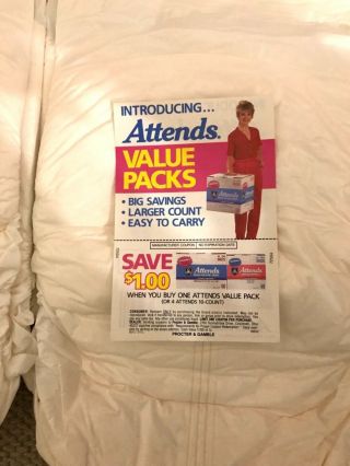 3x Vintage Mid - 1980’s Attends Adult Diapers from Box,  Plastic - Backed.  Medium 2