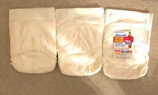3x Vintage Mid - 1980’s Attends Adult Diapers from Box,  Plastic - Backed.  Medium 8