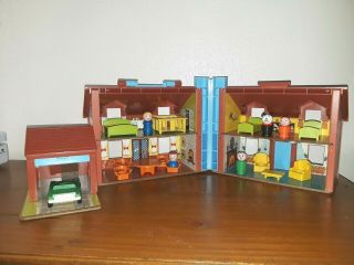 Vintage Fisher Price Little People 952 Play Family House Brown Tudor Complete
