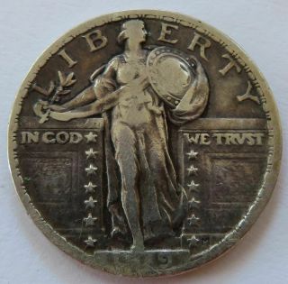 1919 Standing Liberty Silver Quarter - Good,  Vintage 25c Coin (301450s)