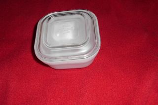 Vintage Fire King White Milk Glass 4 " Square Refrigerator Oven Dish W/lid