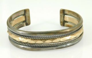 Vintage Southwestern Tahe Sterling Silver & Gold Filled Cuff Bracelet