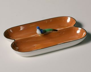 Vintage Art Deco Noritake Two Section Relish Dish - Figural Bird - Caramel Luster