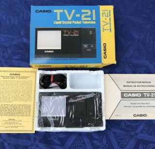 Vtg Casio Tv - 21 Liquid Crystal Pocket Television W/ Box