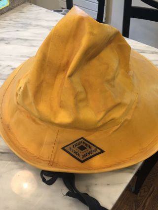 Vintage Men’s Yellow Neoprene Souwester Hat - Size Large - Kaufman Black Diamond