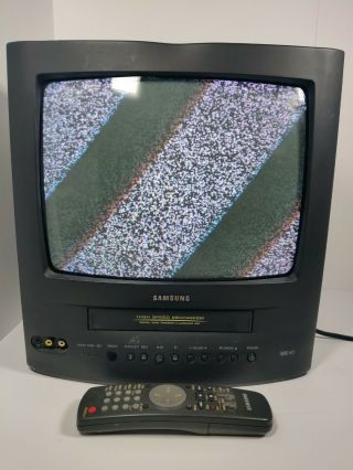 Gaming Samsung 13 " Color Tv Combo Vhs Player Cxd1342 W/original Remote