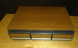 Vintage Wooden Audio 3 Drawer 36 Cassette Tape Holder Storage Cabinet Case