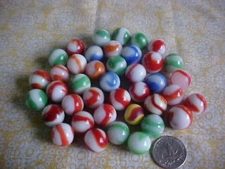 40 Colorful Vintage Akro Agate Corkscrew Marbles