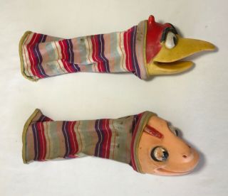 Vintage Bil Bill Baird Hand Puppet Ideal Toys Rubber Head Creature Crow Snake