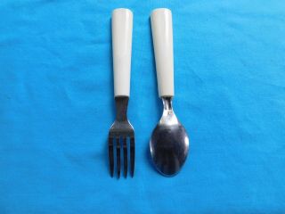 VINTAGE BOZO THE CLOWN CHILDREN ' S FORK AND SPOON SET SILVERWARE KIDS TV SHOW 2
