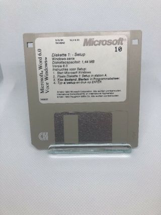 Vintage 1994 Microsoft Word For Windows Ver 6.  0 3.  5 Floppy Discs 10 Set 004
