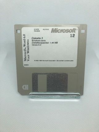 Vintage 1994 Microsoft Word for Windows Ver 6.  0 3.  5 Floppy Discs 10 Set 004 3