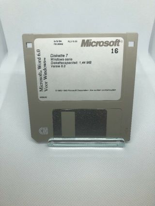 Vintage 1994 Microsoft Word for Windows Ver 6.  0 3.  5 Floppy Discs 10 Set 004 7