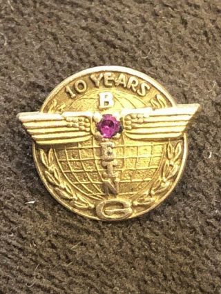 Vintage Boeing 10 Year Service Pin 10k Gf Gold Pin With Ruby