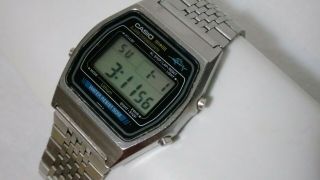 Vintage men ' s Casio W - 35 248 Marlin Digital Watch Stainless Steel. 3