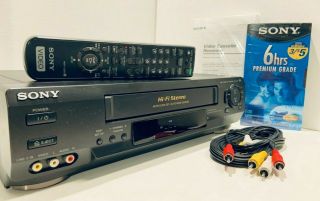 Sony Slv - N50 Vhs Vcr Video Cassette Player Recorder Hifi Stereo Remote Av Cables