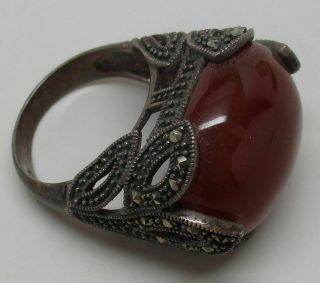 Vintage Sterling Silver Chunky Western Red Carnelian Ring (size: 8) - Gorgeous