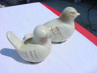Vintage Frankoma Art Pottery Birds Mama & Baby With Labels