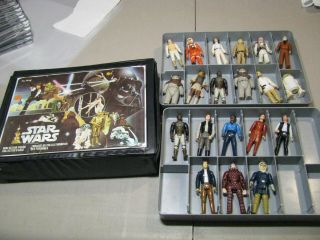 Vintage Star Wars Mini Action Figure Collectors Case And 20 Figures 39190