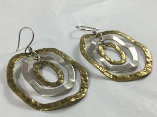VINTAGE ATI MEXICAN STERLING SILVER MIXED METAL WIRE DROP EARRINGS 3
