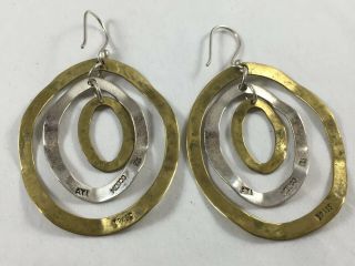 VINTAGE ATI MEXICAN STERLING SILVER MIXED METAL WIRE DROP EARRINGS 5