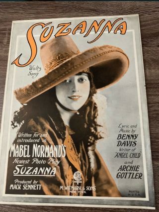 Vintage Sheet Music - Suzanna - Waltz Song - Mabel Normand Benny Davis