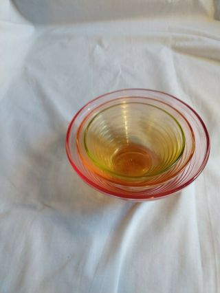 Vintage Glass Nesting Prep Bowls,  Red,  Orange,  Yellow