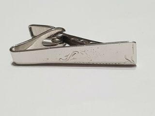 Vintage Sterling Silver Tie Clip - Solid.  925 Silver Etched