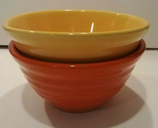 2 Bauer 36 Vintage Ringware Small Nesting Mixing Bowls 1 - Yellow 1 - Orange