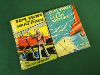 2 Vintage Tom Swift Adventure Books Victor Appleton Hc/dj Airline Express