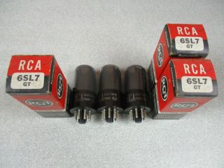 3 Rca 6sl7gt Vacuum Tubes Code Matched Smoked Glass [] Getter Nos 1955