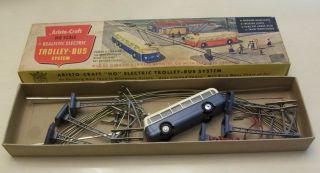 Vintage Trolley Bus System W/ Box & Acces.  Ho Scale Aristo Craft Electric Train