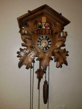 Vintage West German Black Forest Cuckoo Clock Missing Top Decoration