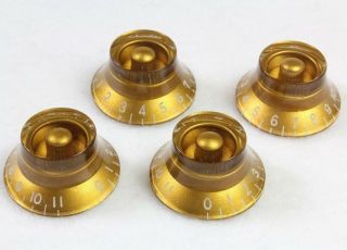 4 - Pack Gold Bell Knobs 0 - 11 Vintage Style Embossed Numbers For Gibson Usa Models