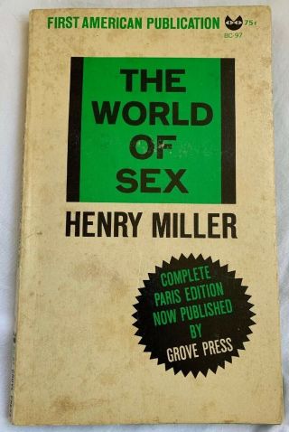 The World Of Sex By Henry Miller Sleaze Gga Vintage Paperback 1965 1st Grove Pri