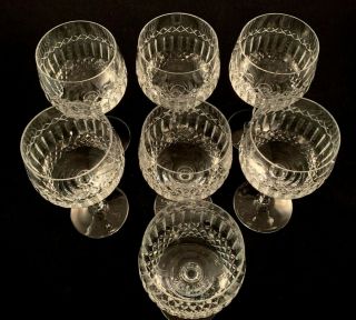 Set of 7 Vintage 12 oz.  Cut Crystal Balloon Wine Goblets - Crisscross Design 2