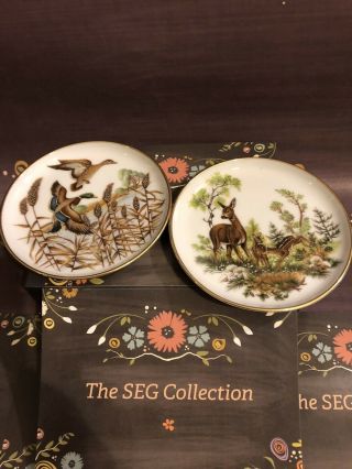 Kaiser Porcelain Plates/coasters,  W.  Germany 4 ",  Gold Trimmed,  Numbered,  Vintage