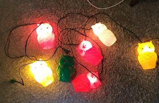 Vintage Blow Mold Owl Patio Rv Party String Lights 7 Lights
