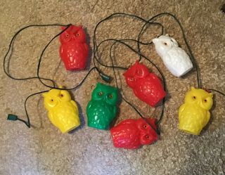 Vintage Blow Mold Owl Patio RV Party String Lights 7 Lights 2
