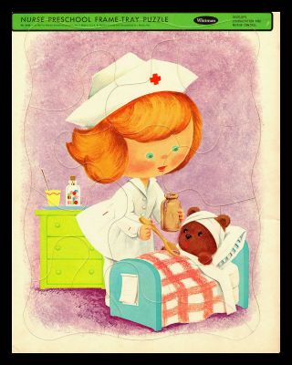 Vintage 1967 Whitman " Nurse " Tray Puzzle 4530 -