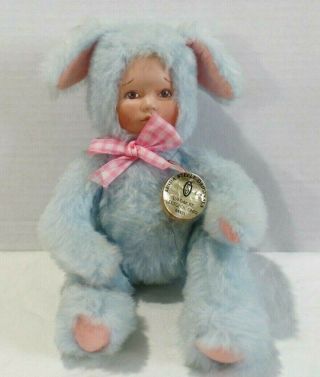 Vintage Linda Steele 10 " Plush Rabbit With Painted Baby Face