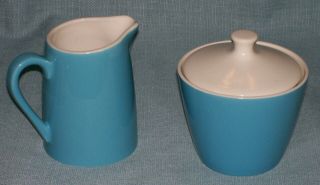 Vintage Royal China - Blue Heaven Covered Sugar Bowl And Creamer - Blue/white - Vguc