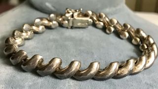 Vintage Italy 925 Sterling Silver San Marco Bracelet 8” Lg Wrist Heavy