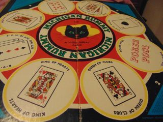 Vintage Michigan Rummy Checkers Game Play Board Black Kitty Cat