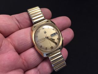 Vintage Rgp Bulova Accutron N3 Day Date Wrist Watch Mens