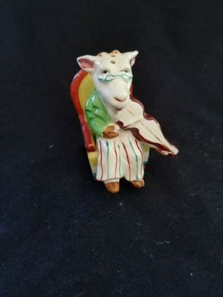 Vintage Goat Playing Violin In Chair Salt And Pepper Shakers Japan