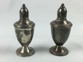 Duchin Sterling Silver Weighted Vtg Salt Shaker And Pepper Shakers Glass Lined