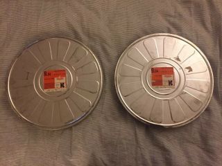 2 Extra Large Vintage Agfa Gevaert 32mm Movie Film Tin Cans - 15.  75